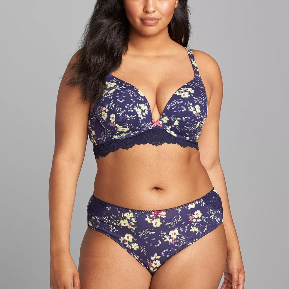 COTTON & LACE LONGLINE BOOST PLUNGE BRA